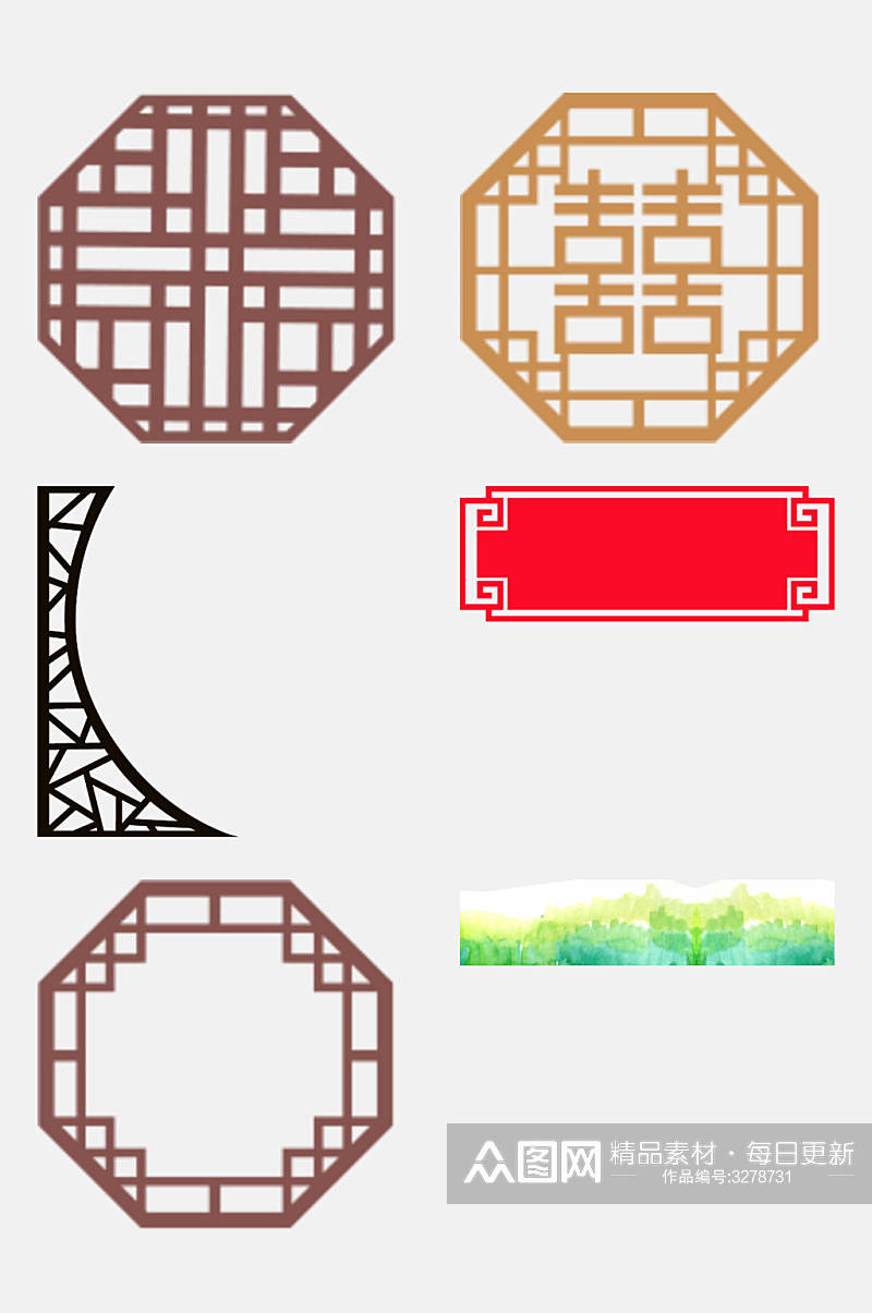 大气传统中式图案边框免抠素材素材