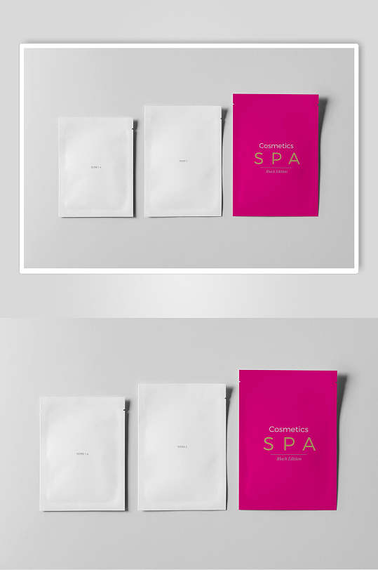 纸张粉白创意大气面膜包装展示样机