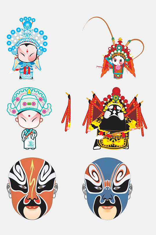 中国风京剧脸谱免抠元素
