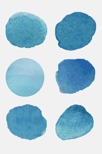 大气水墨蓝色圆形抽象水彩背景元素
