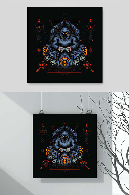 游戏机科技动漫怪兽机器人头矢量素材