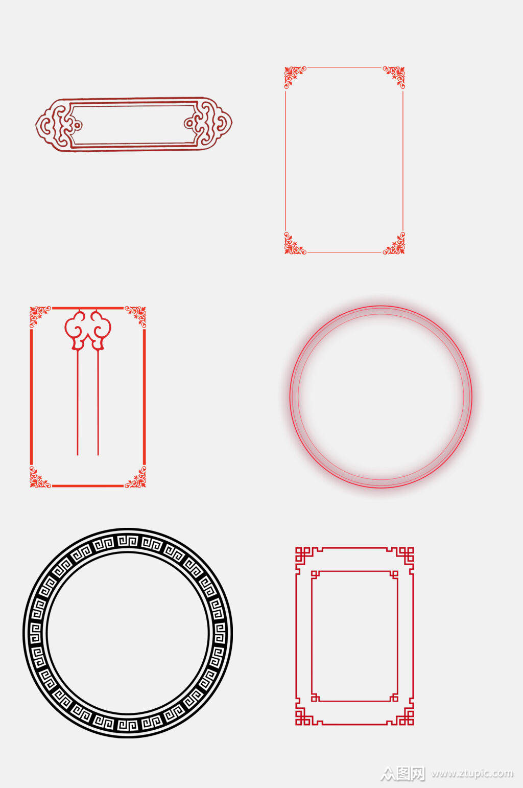简洁大气传统中式图案边框免抠素材