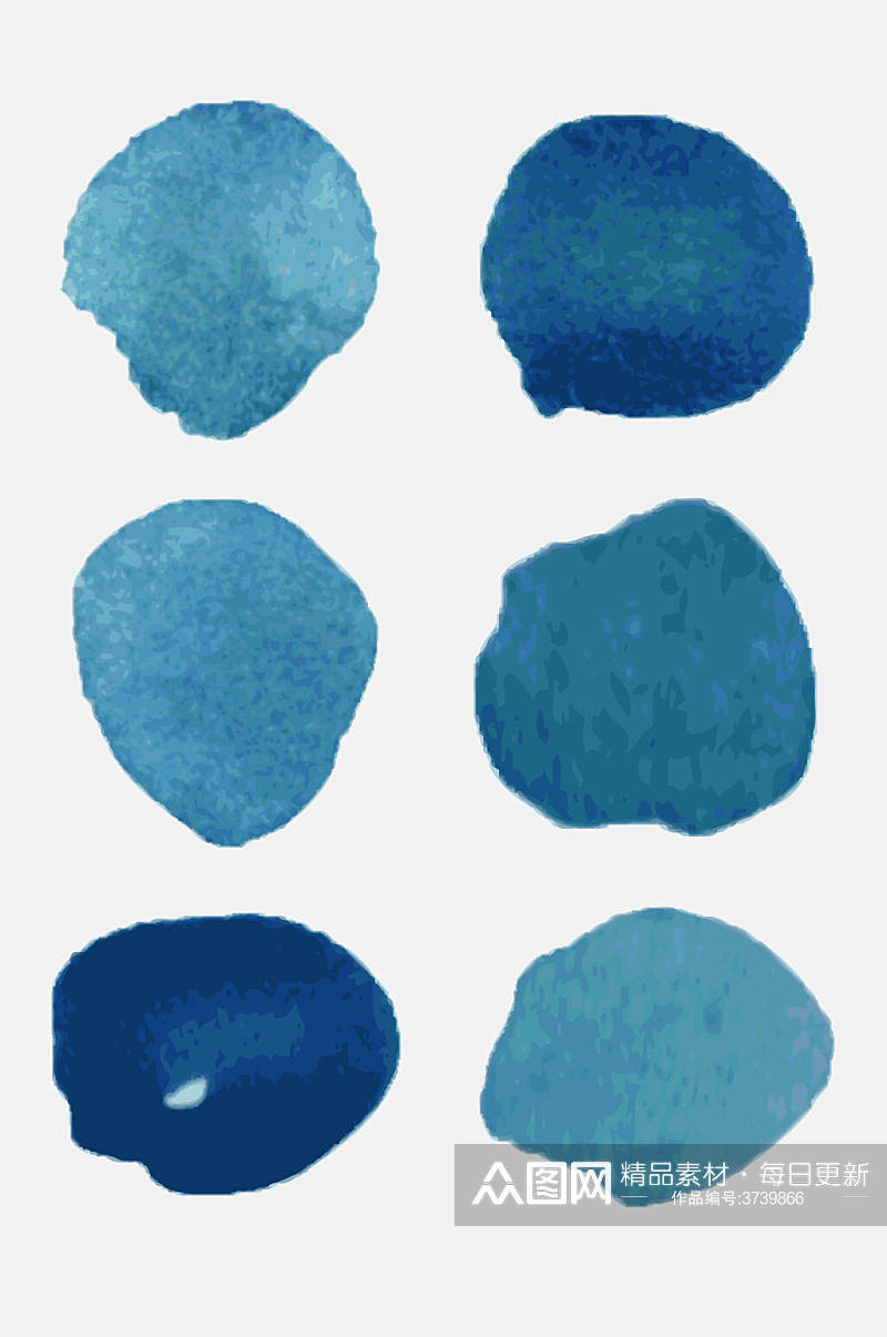 蓝色创意圆形抽象水彩背景元素素材