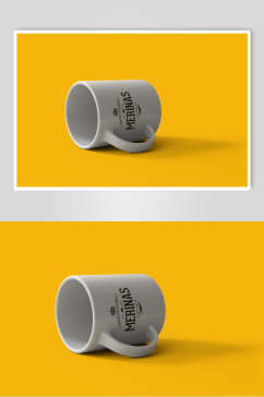 黄背景品牌标志LOGO杯子展示样机