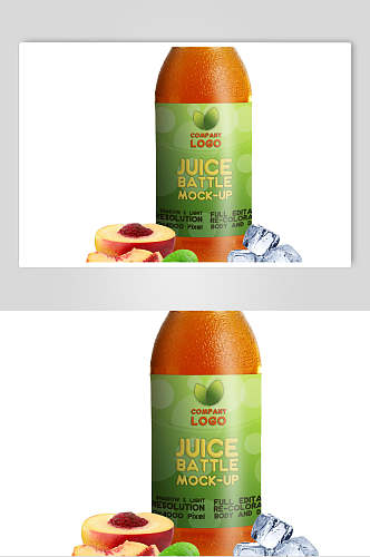 水果绿橙果汁饮料包装袋瓶展示样机