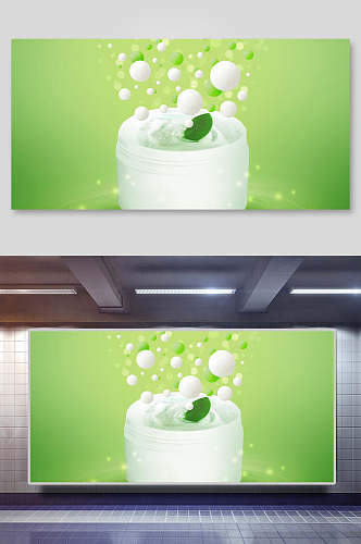 绿色高分子科技补水背景展板