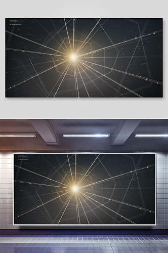 空间几何科技背景展板
