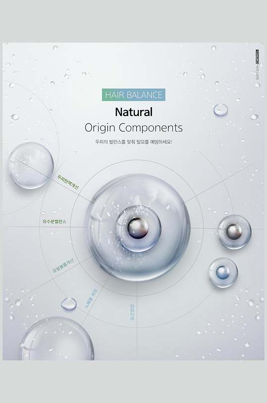 唯美自然韩文细胞结构护肤科技分子素材