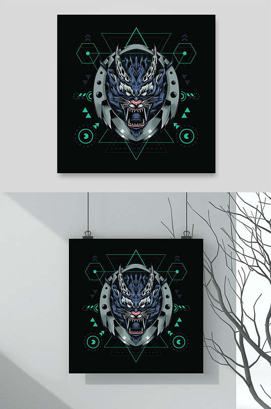 卡通科技动漫怪兽机器人头矢量素材-众图网