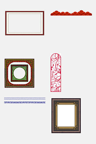 典雅传统中式图案边框免抠素材