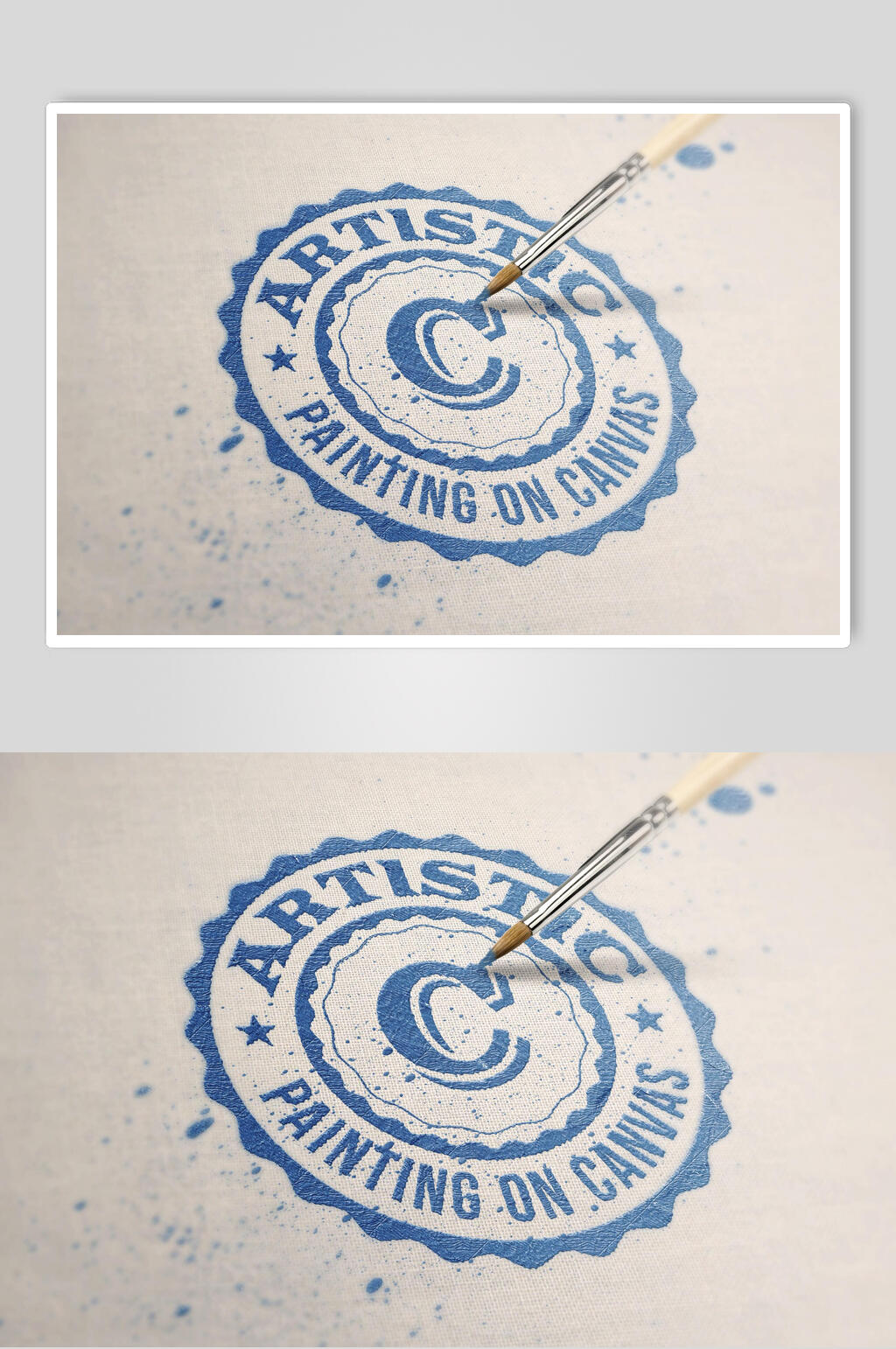 英文铅笔蓝标志LOGO展示样机素材