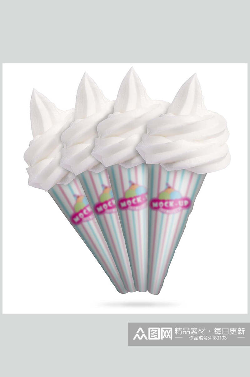 花纹白甜筒冰淇淋包装设计样机素材