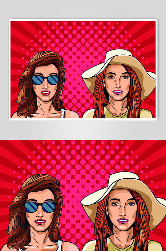 红色炫酷波普风格人物插画矢量素材