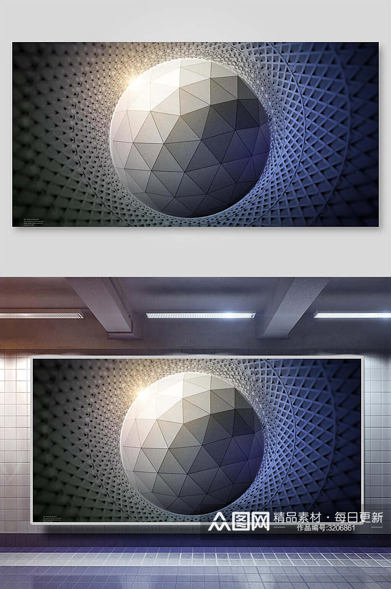 球空间几何科技背景展板素材