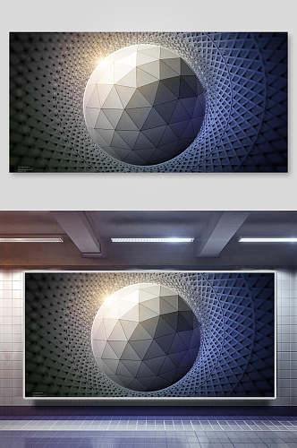 球空间几何科技背景展板