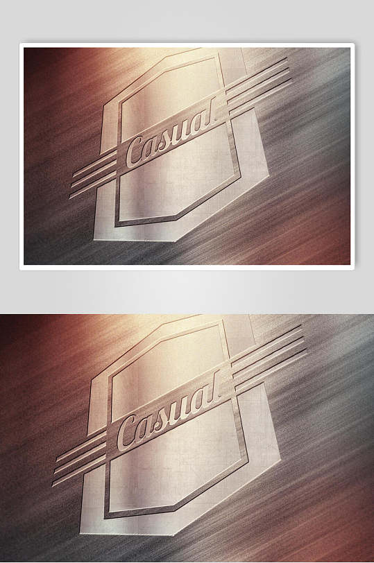 横线木板棕标志logo展示样机