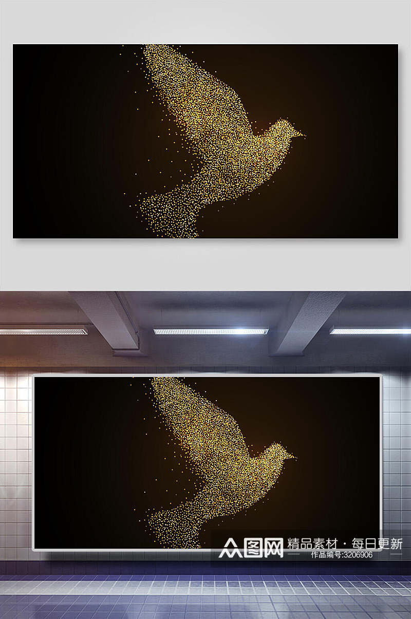 鸽子金色粒子背景展板素材