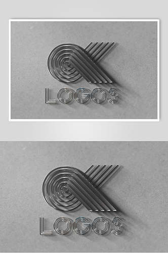 创意几何品牌标志金属材质展示样机