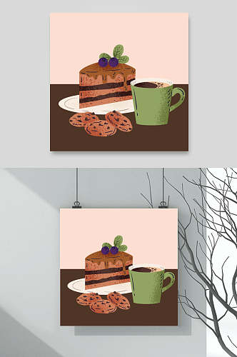 创意卡通蛋糕咖啡扁平化矢量素材