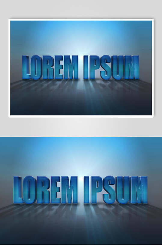 简约渐变蓝色立体艺术字效果素材