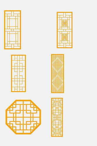 中式窗格边框屏风免抠设计素材