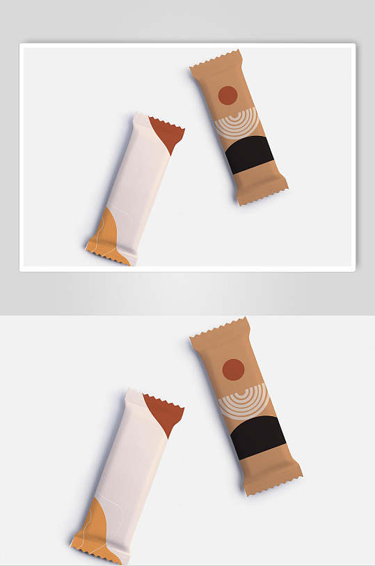 黄色线条创意高端糖果包装袋样机