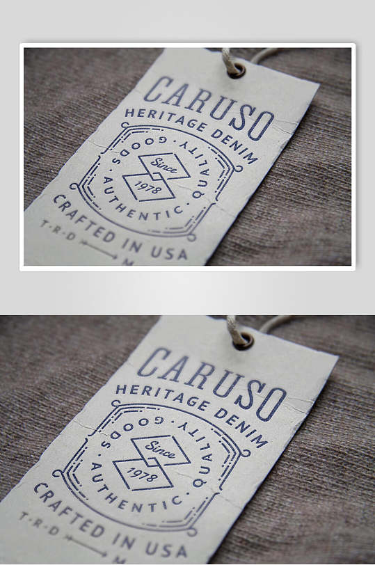 线条蓝色标签吊牌设计展示场景样机