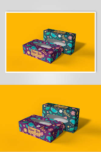 紫色抽纸盒样机