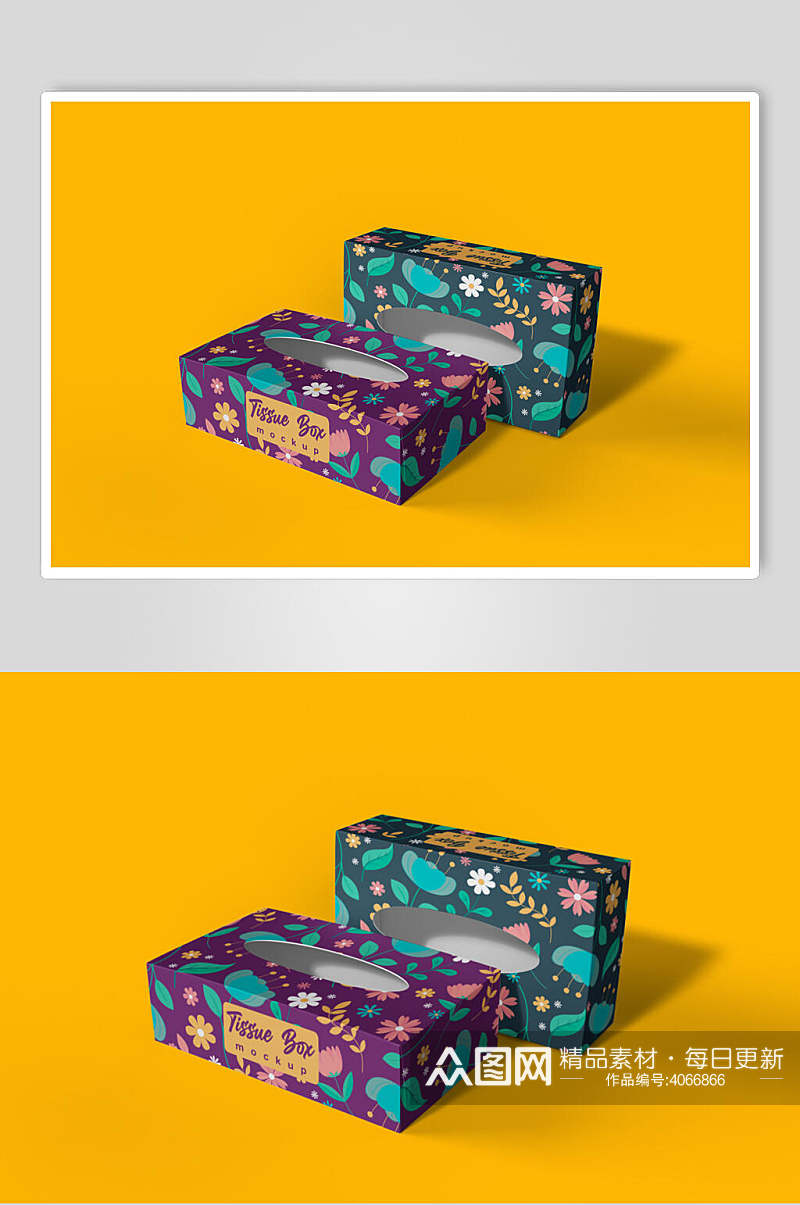 紫色抽纸盒样机素材