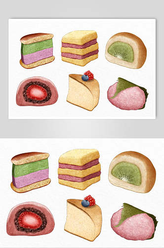 高端卡通蛋糕美食插画矢量素材