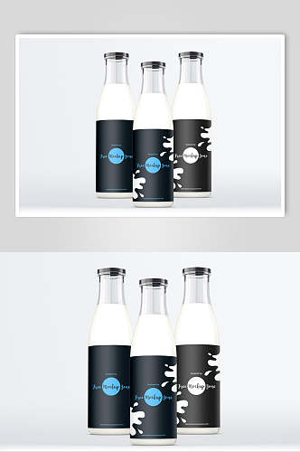 瓶子黑蓝创意高端清新牛奶瓶子样机