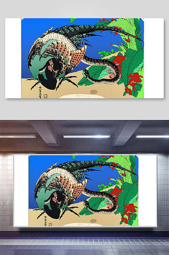 日式浮世绘风景插画图片