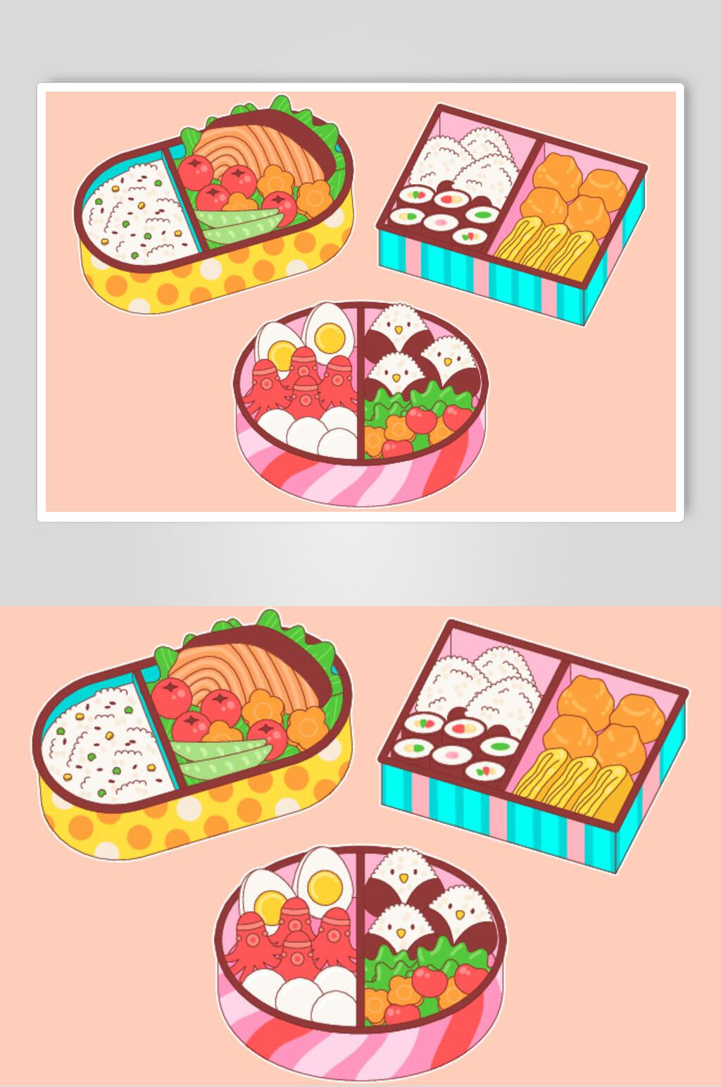 粉色美食插画矢量素材素材
