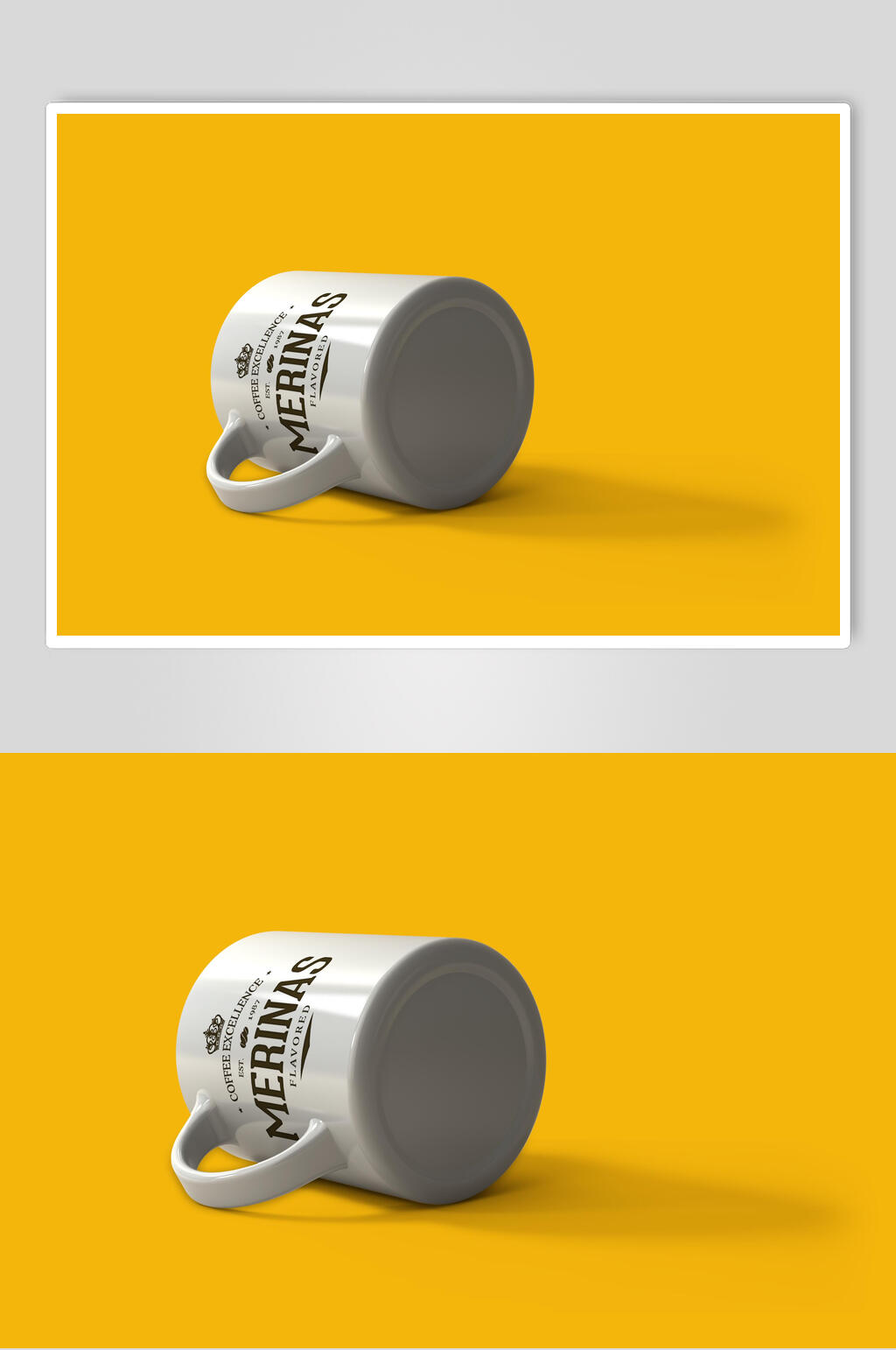 白色陶瓷杯品牌标志LOGO杯子展示样机素材
