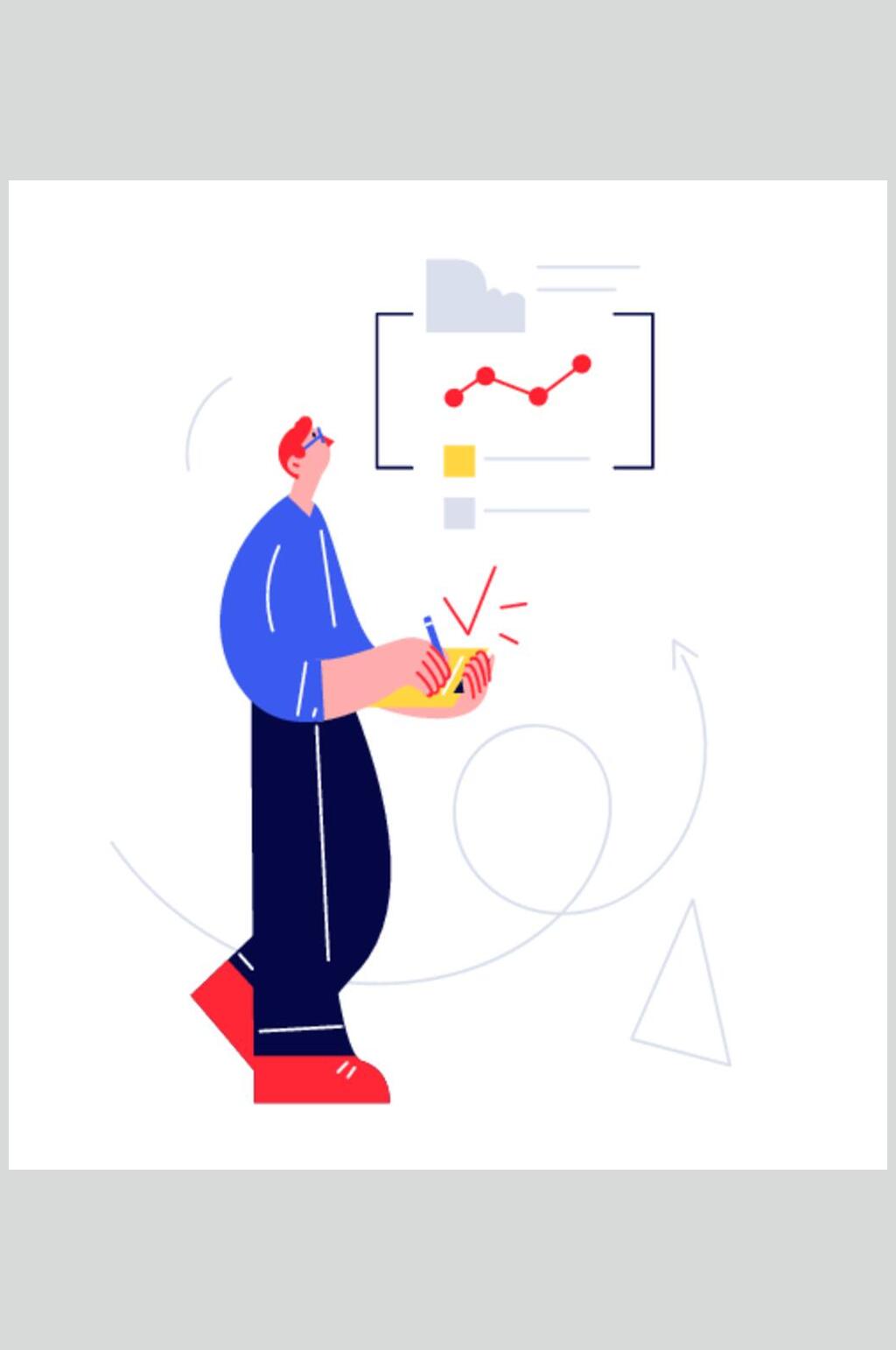 蓝色扁平小孩矢量素材素材