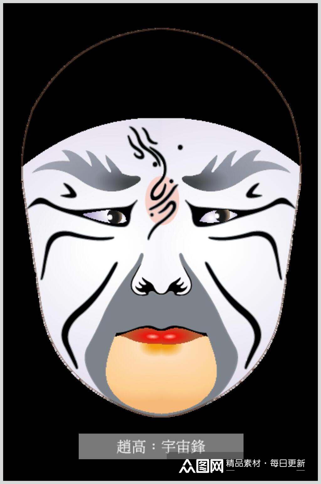 创意赵高京剧脸谱人物矢量素材素材