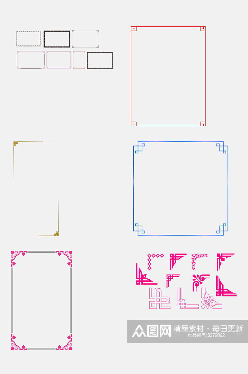 简约古典边框免抠素材元素素材