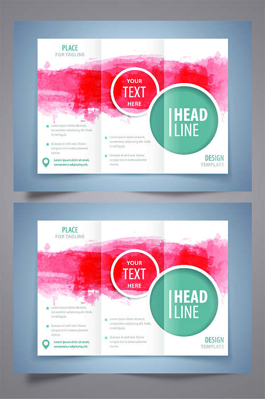 水彩简约商务风三折页经典风格欧美欧式美式个性简单英文