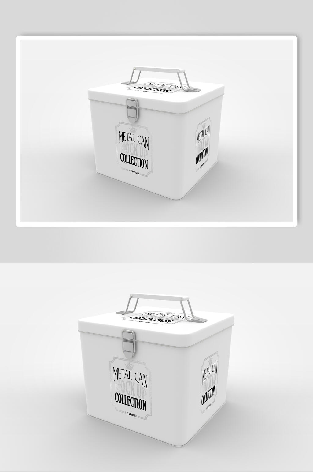 时尚盒子创意大气金属质感包装样机素材