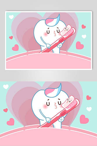 粉色高端保护牙齿爱牙日矢量素材