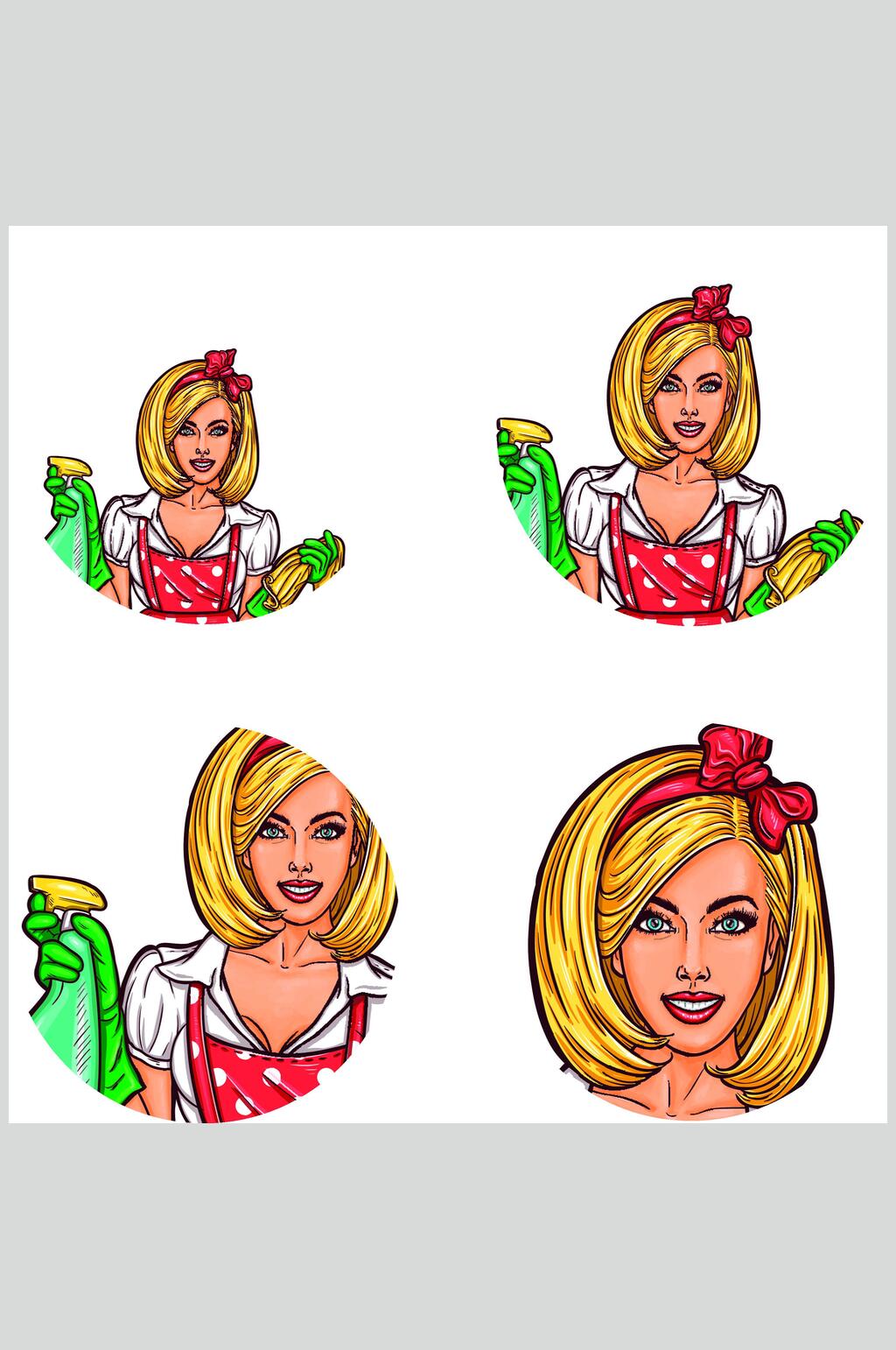 美女波普风格人物插画矢量素材素材