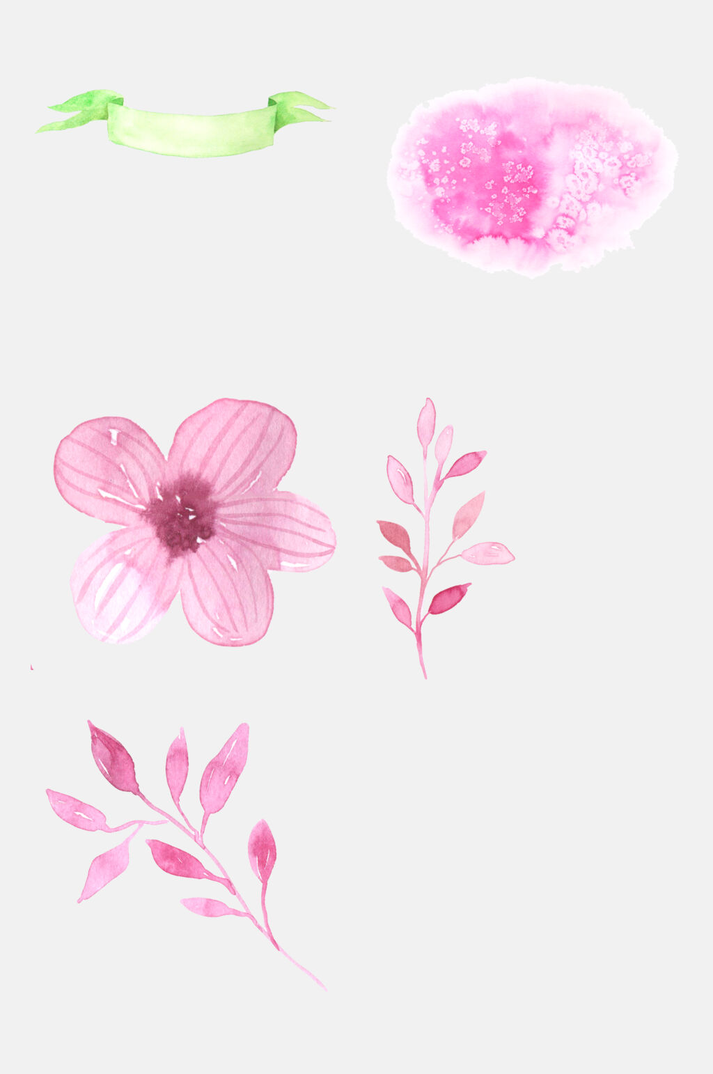 玫瑰红花卉叶子免抠素材素材