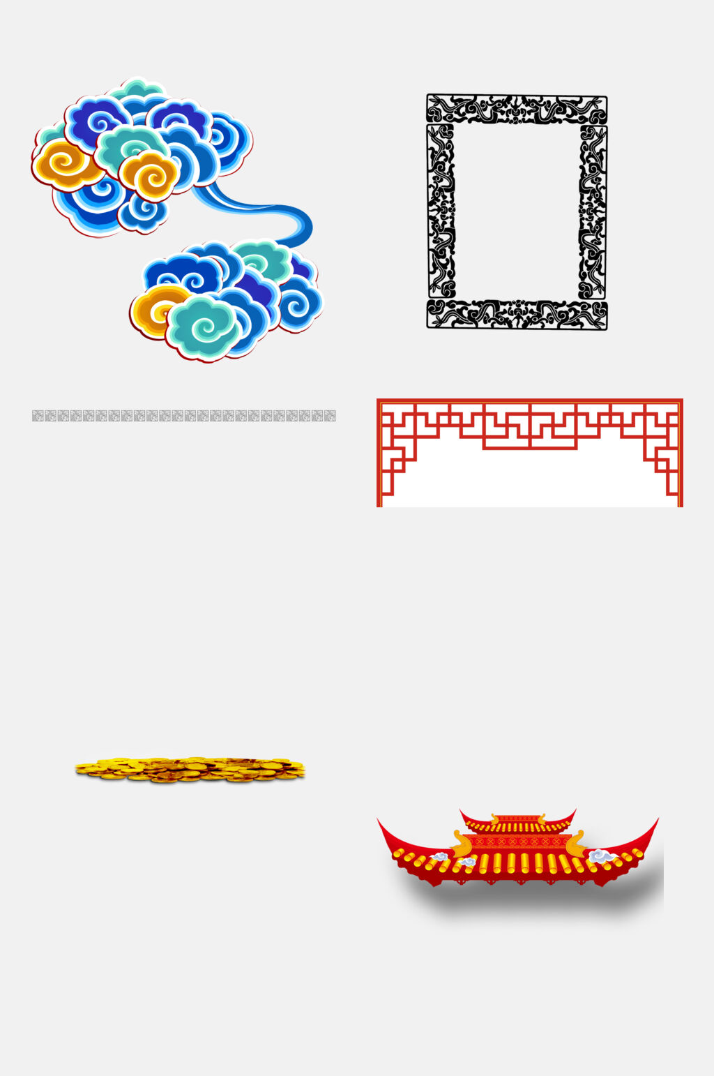 简洁精致大气传统中式图案边框免抠素材素材