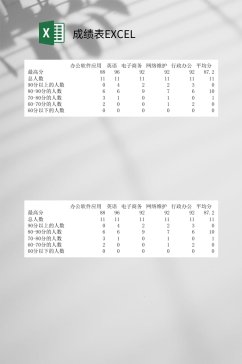 人数统计成绩表EXCEL