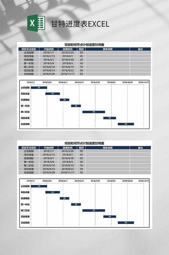 项目时间甘特进度表EXCEL-众图网