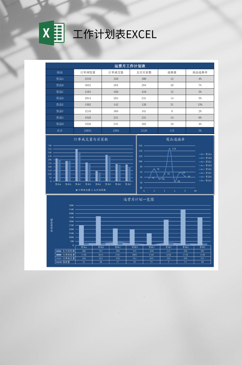 工作计划条形统计表EXCEL素材
