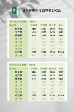 日常费用季度结算表EXCEL