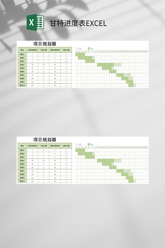 项目规划甘特进度表EXCEL