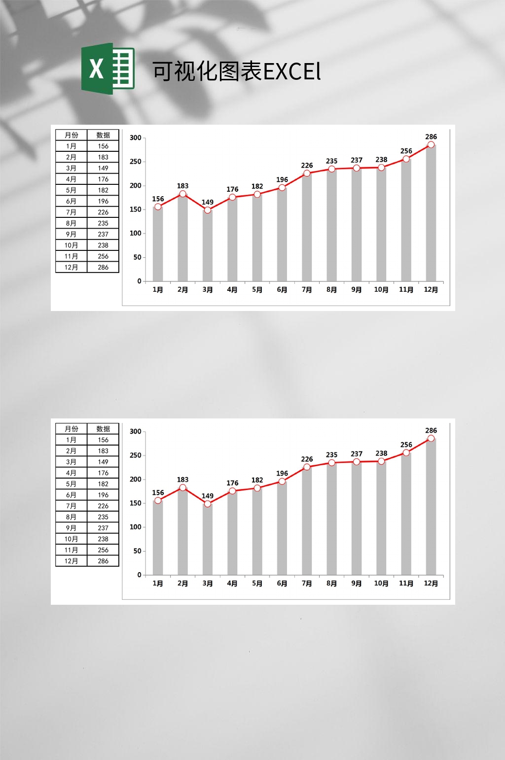红色折线可视化图表EXCEl素材