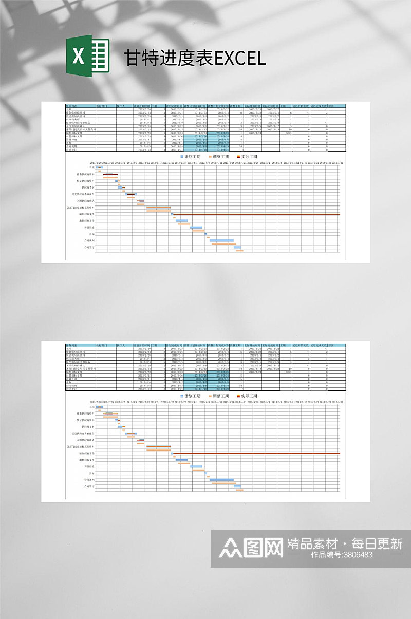 甘特进度表EXCEL素材